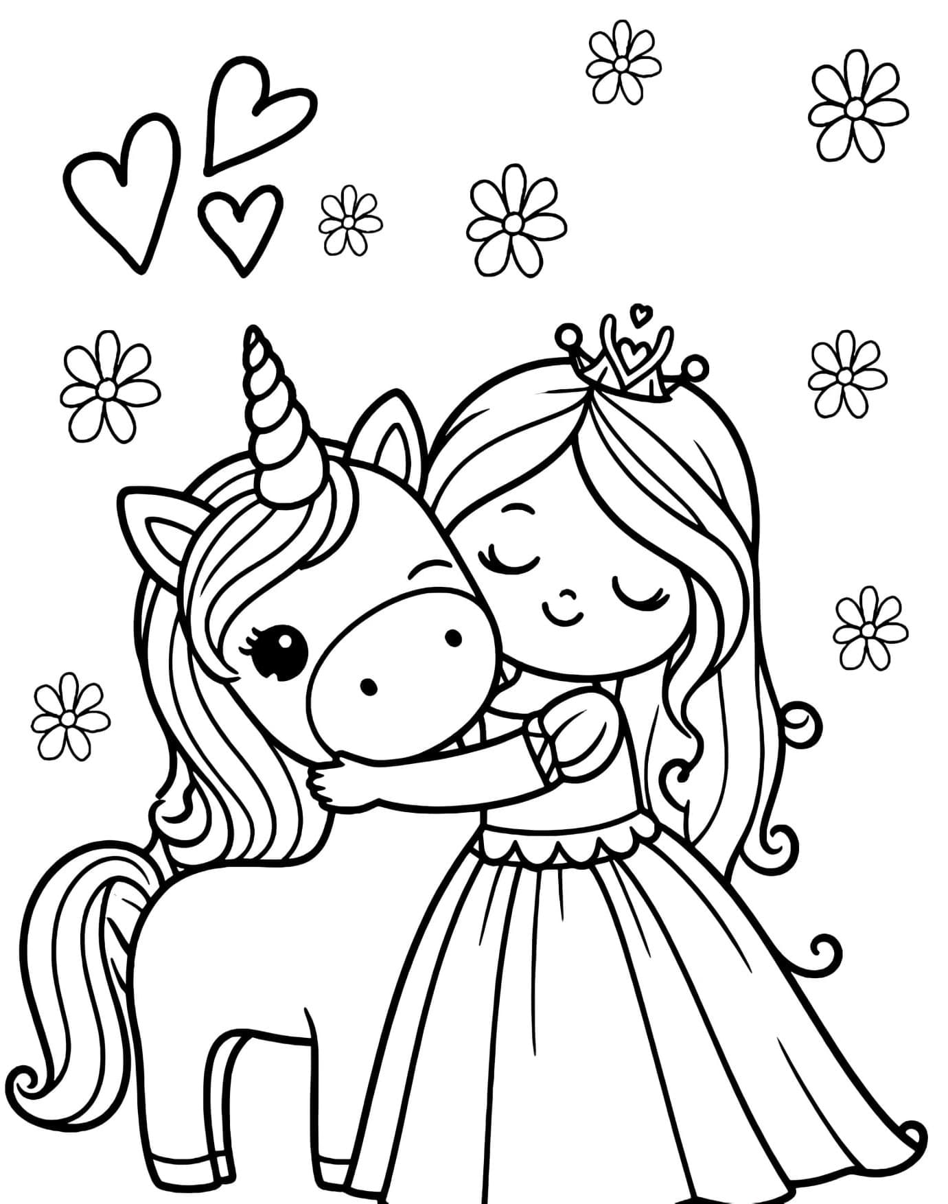 Desenho de Unicórnio Para Colorir e Pintar Imprimir PDF