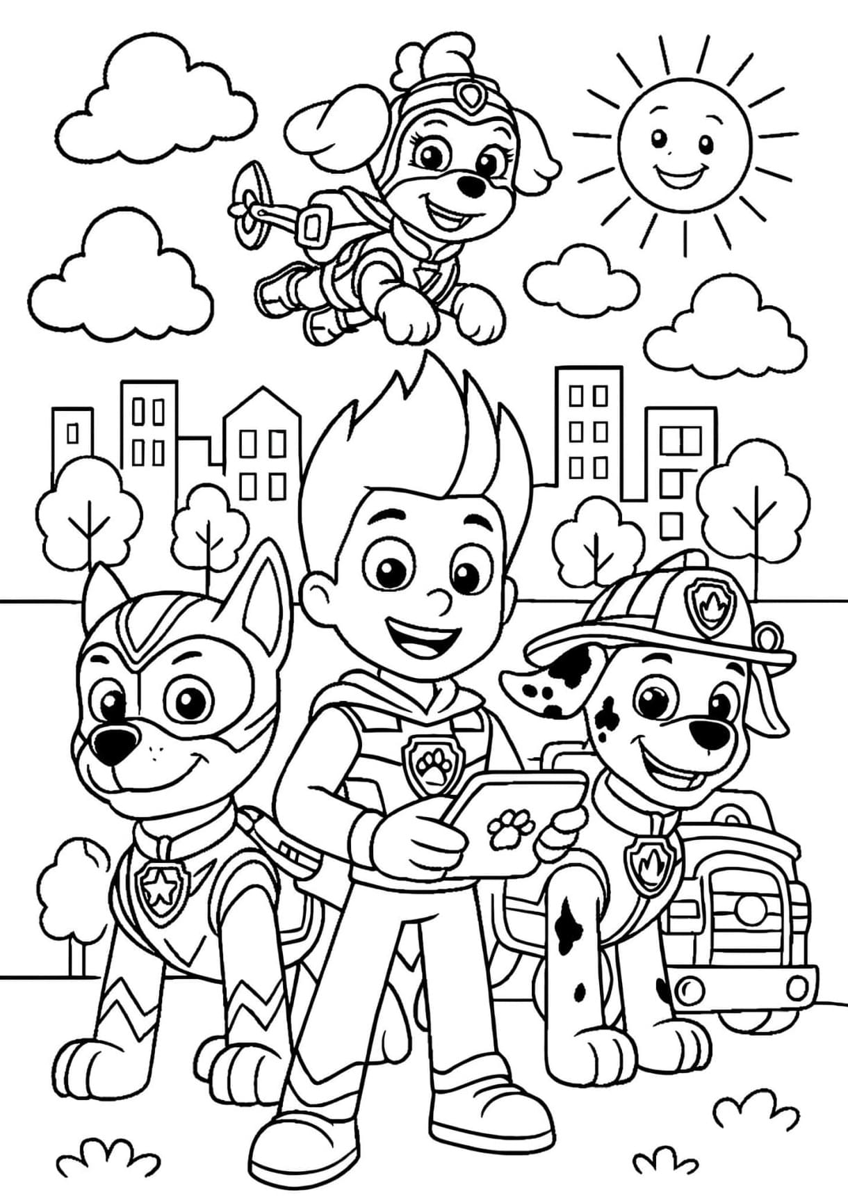 Ryder Patrulha Canina Para Colorir Imprimir PDF Grátis