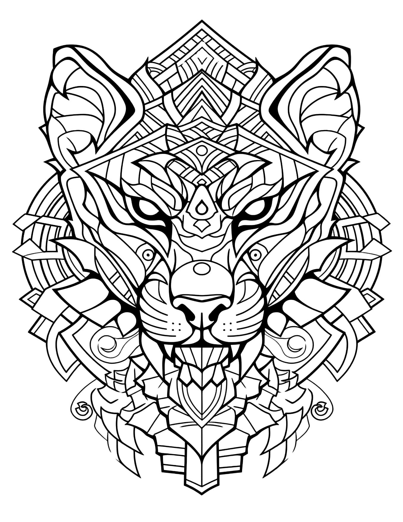 Tigre Mandala Animal Para Colorir Imprimir PDF