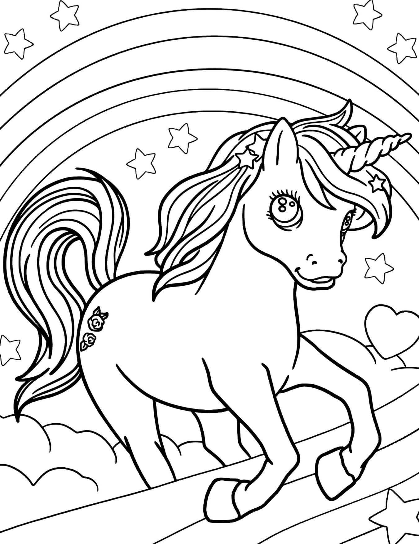 Unicórnio Arco-íris Para Colorir e Pintar Imprimir PDF