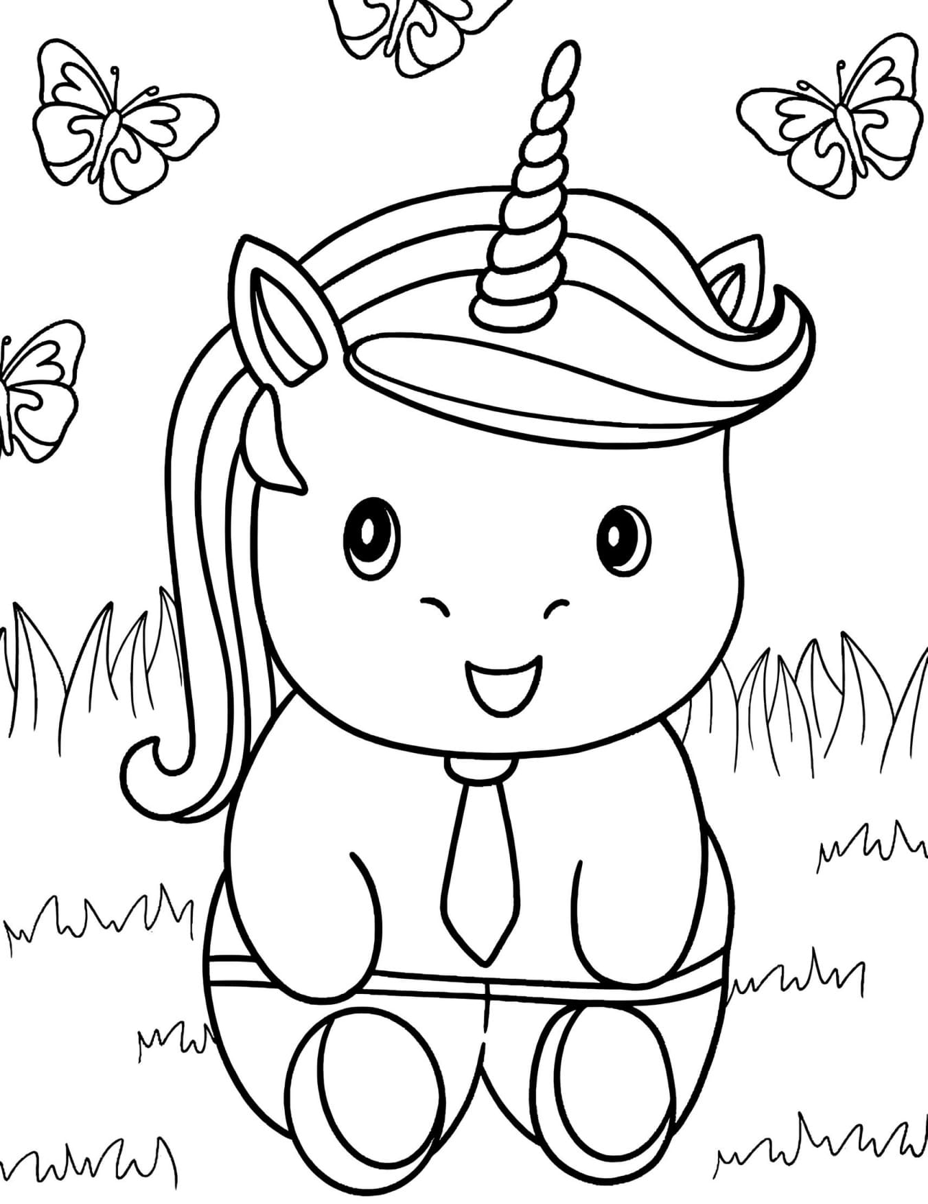 Bebê Unicórnio Para Colorir e Pintar Imprimir PDF