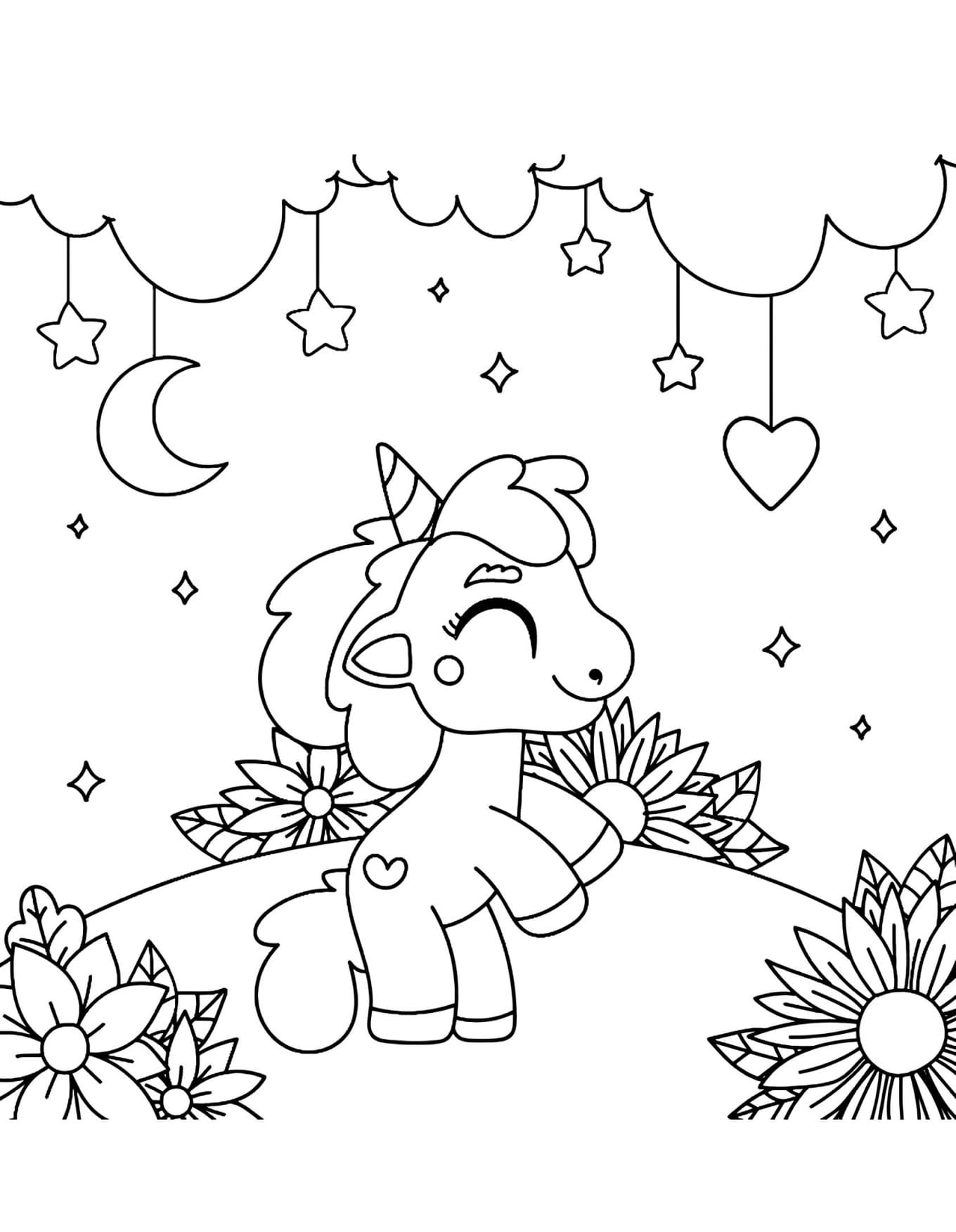 Unicórnio Fofo Desenho Para Colorir - Imprimir PDF