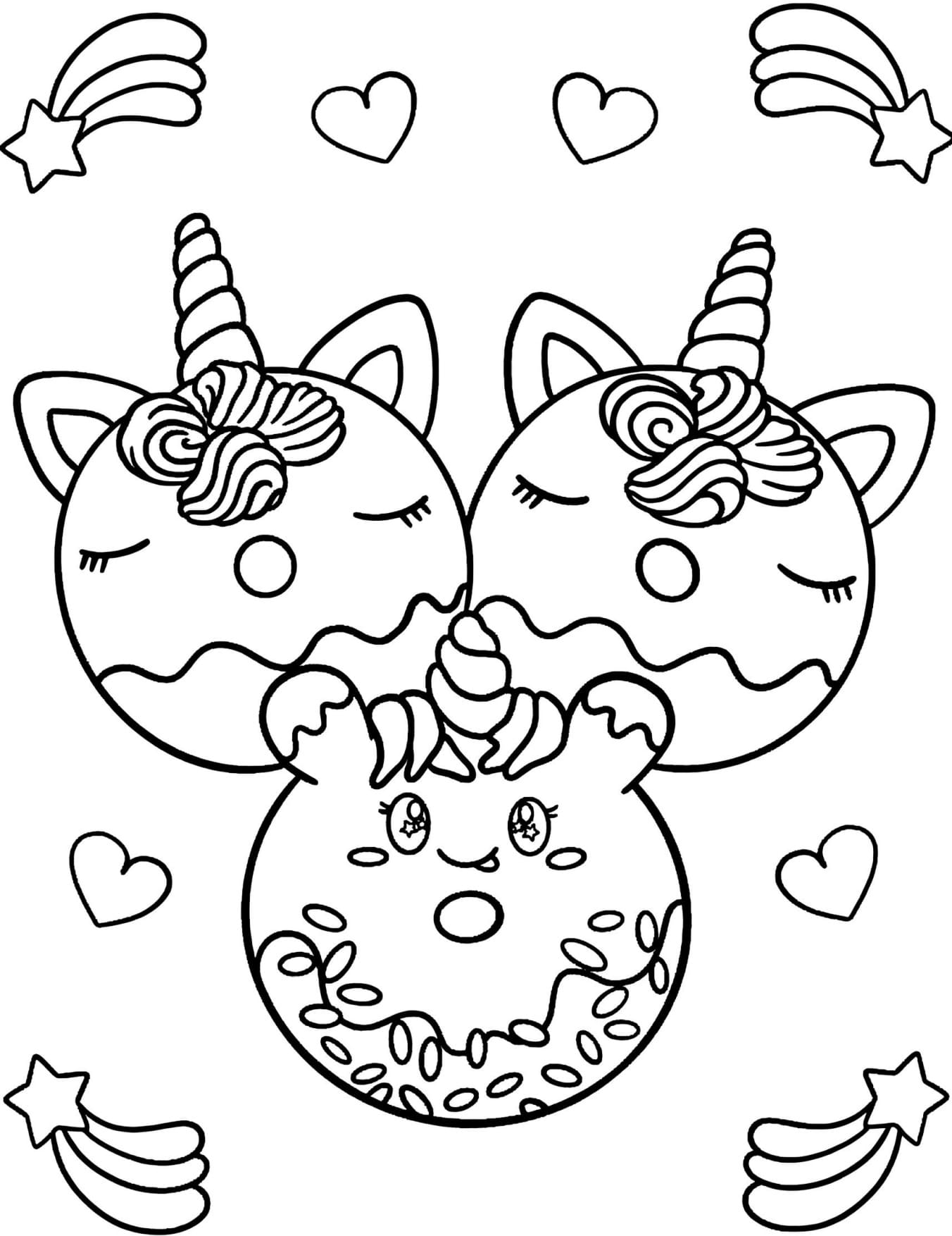 Unicórnio Kawaii Para Colorir e Pintar Imprimir PDF