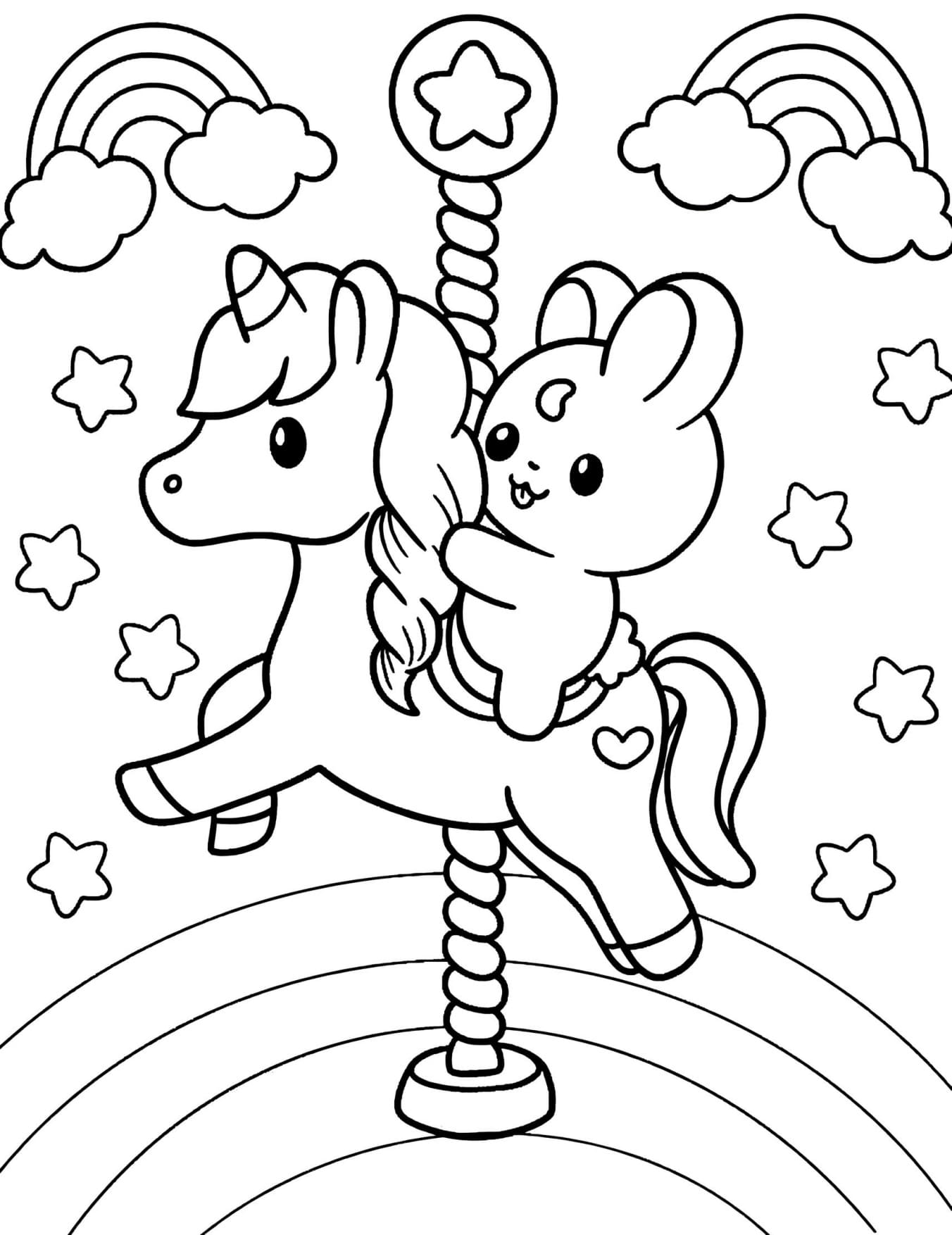 Unicórnio Fofinho Para Colorir Imprimir PDF