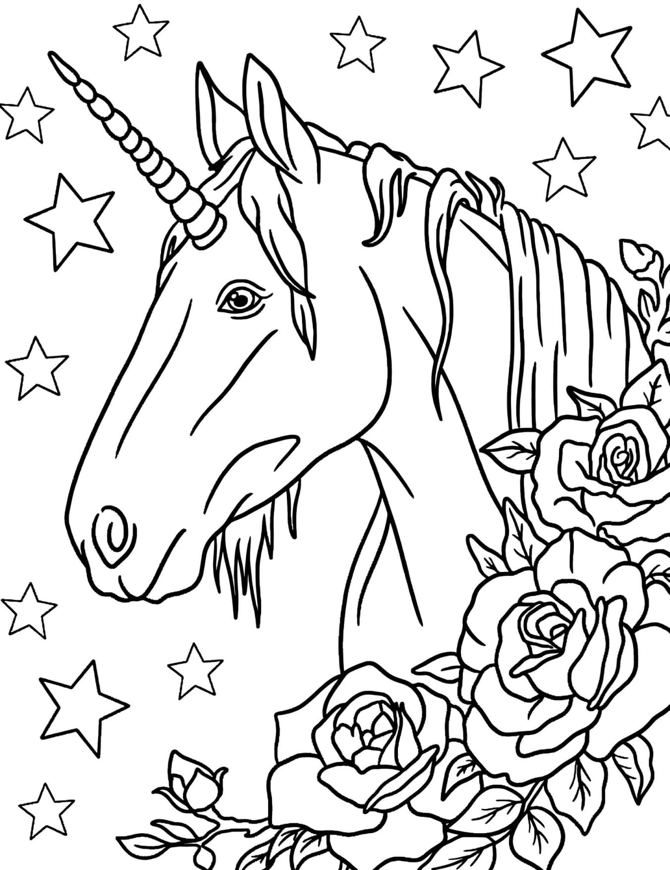 Unicórnio Adulto Floral Para Colorir Imprimir PDF