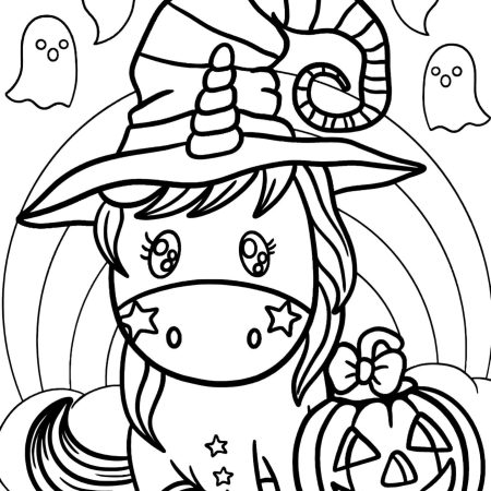 Unicórnio de Halloween Para Colorir Imprimir PDF