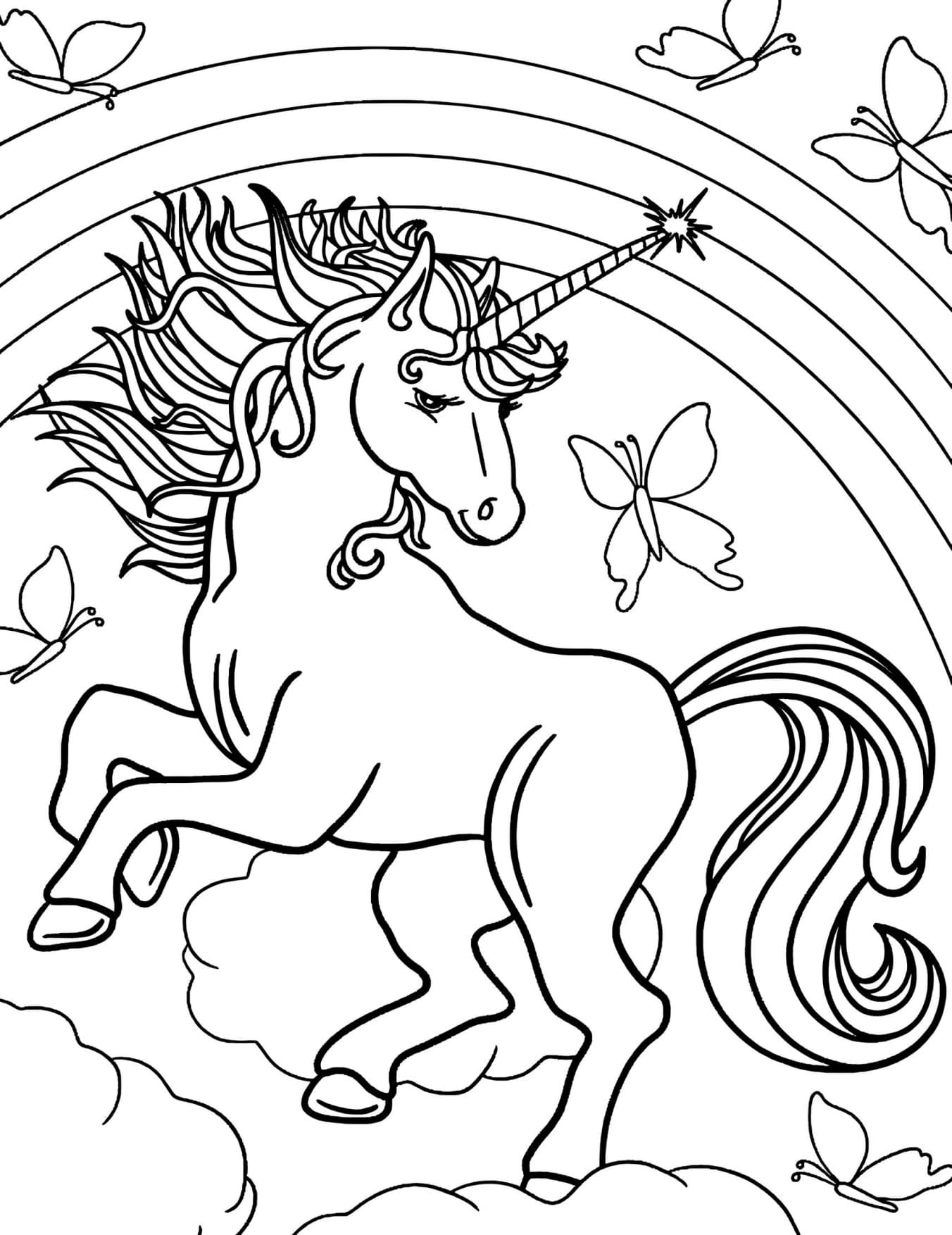 Lindo Unicórnio Jovem Para Colorir Imprimir PDF