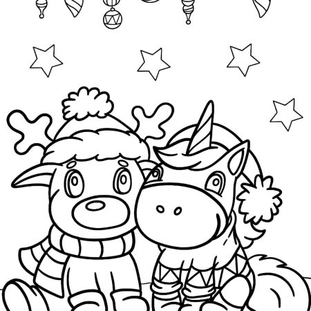 Unicórnio de Natal Para Colorir Imprimir PDF