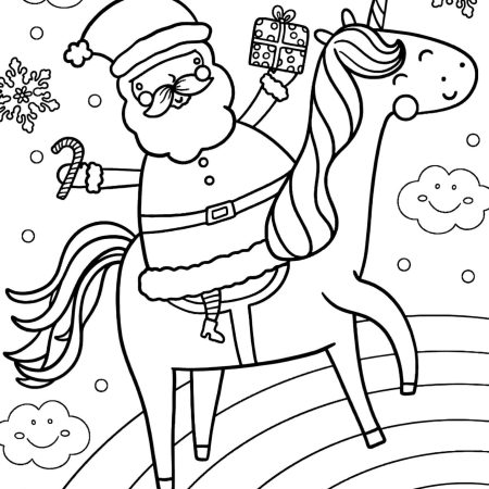 Unicórnio de Natal Para Colorir Imprimir PDF
