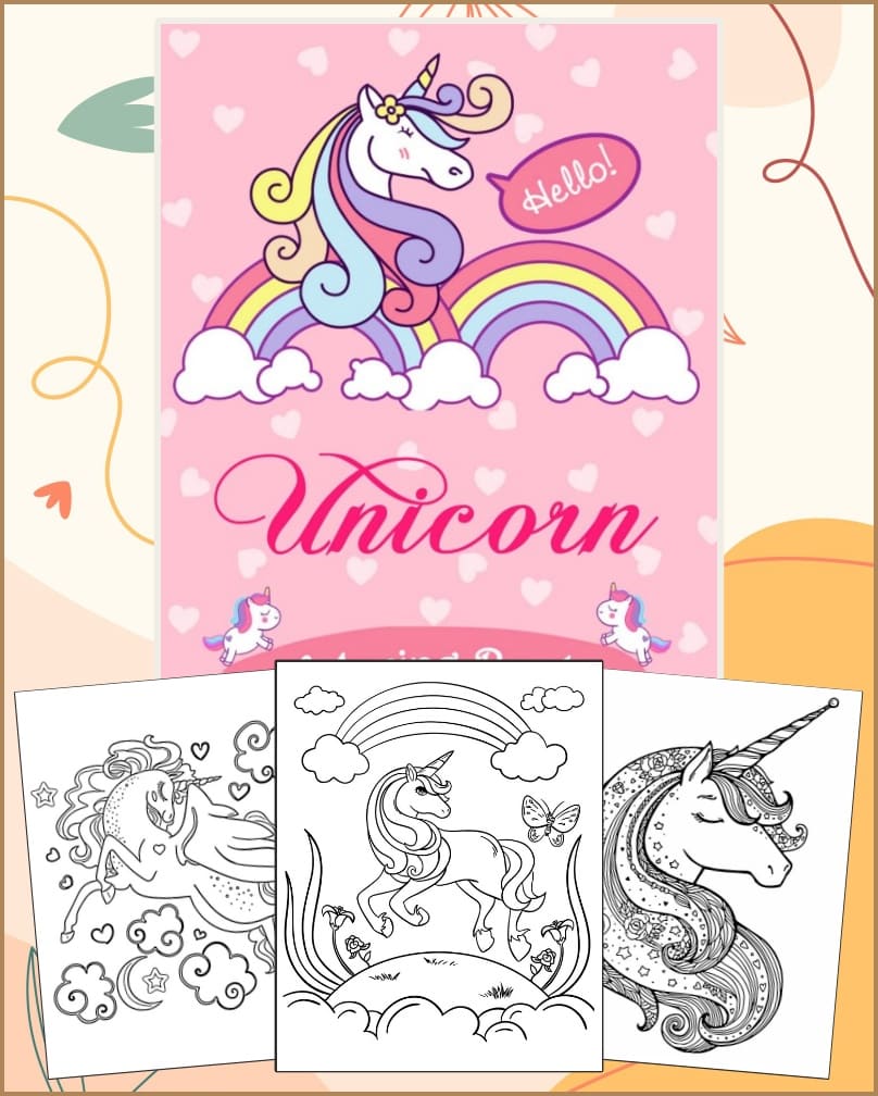 Unicórnios Desenhos Para Colorir Infantil - Imprimir PDF