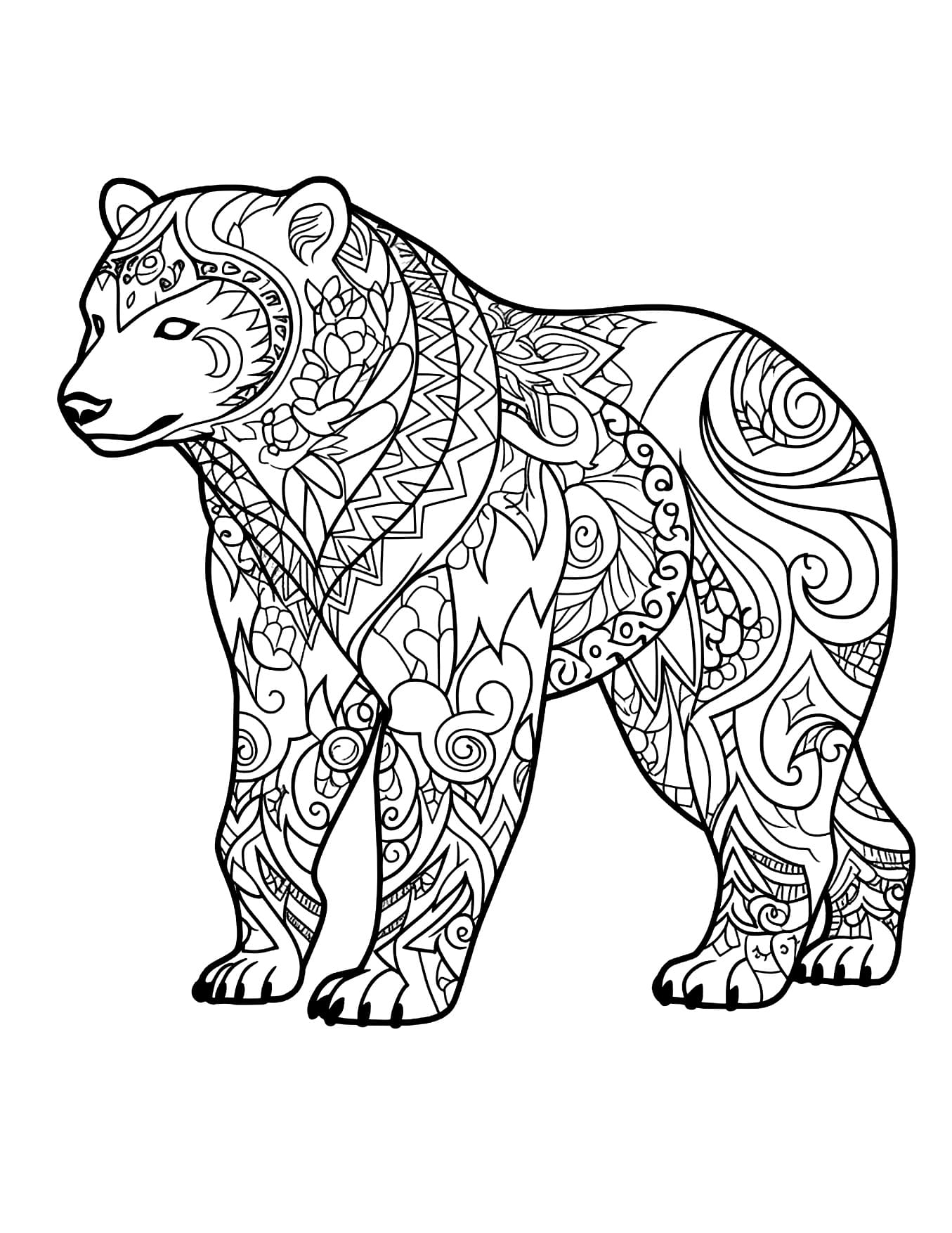 Urso Mandala Animal Para Colorir Imprimir PDF