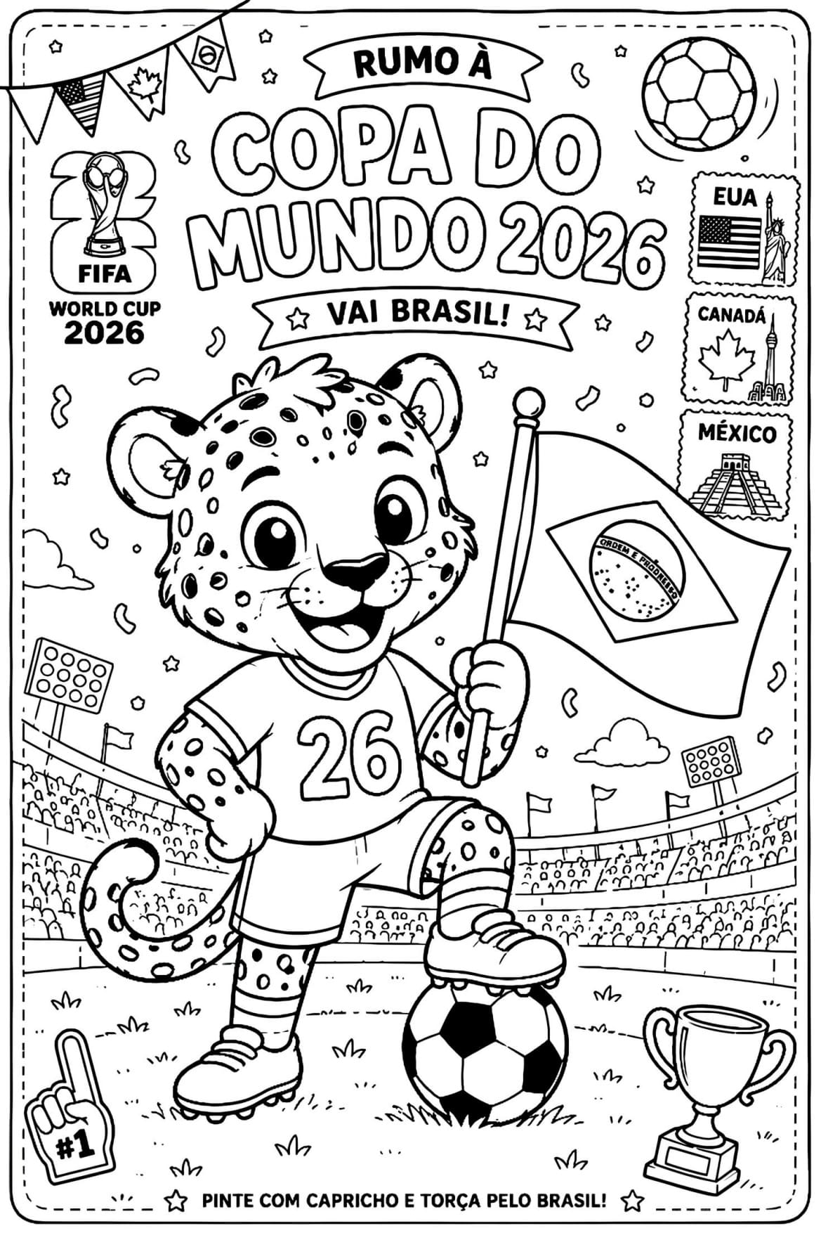 Mascotes da Copa 2026 Para Colorir Imprimir PDF