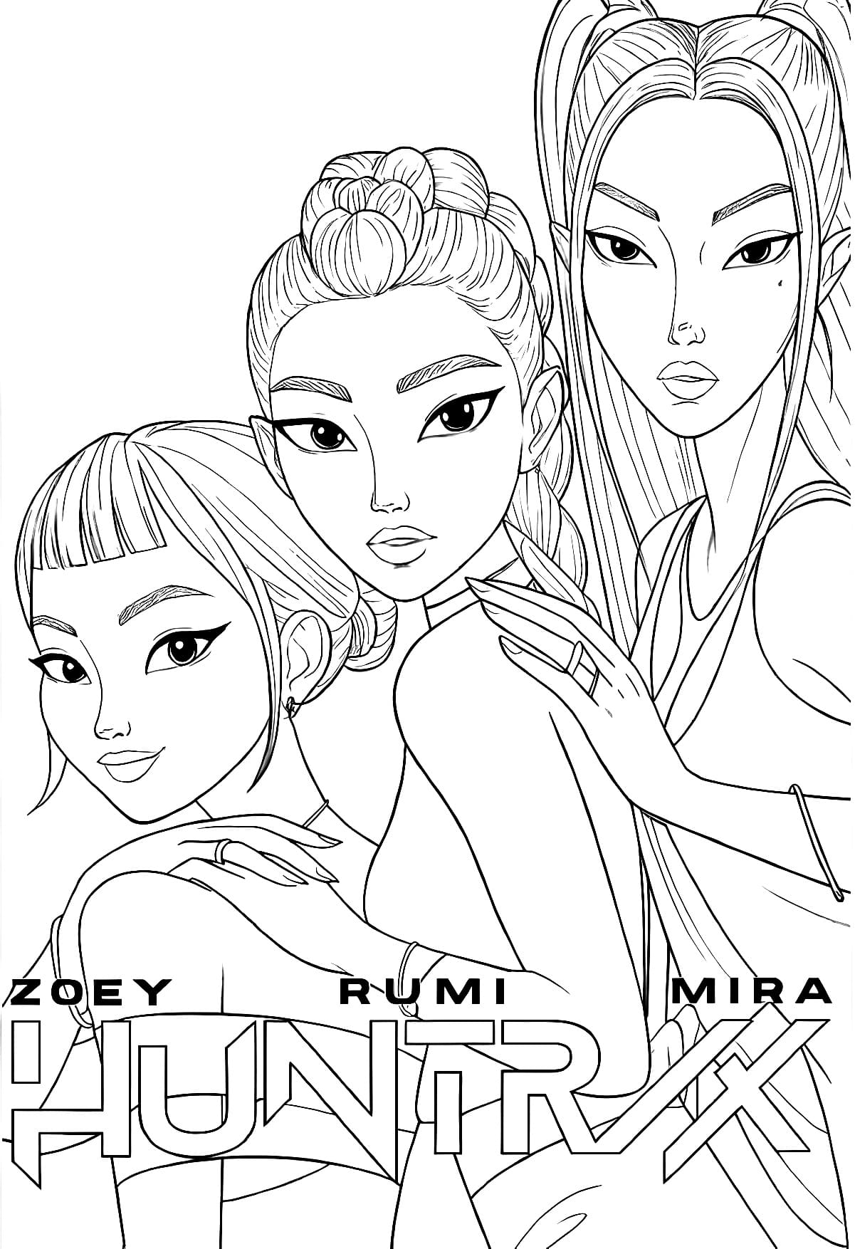 Zoey, Rimu e Mira Guerreiras do Kpop Para Colorir