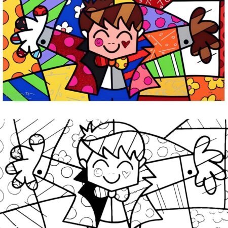 Arte de Romero Britto Para Colorir e Pintar Imprimir PDF