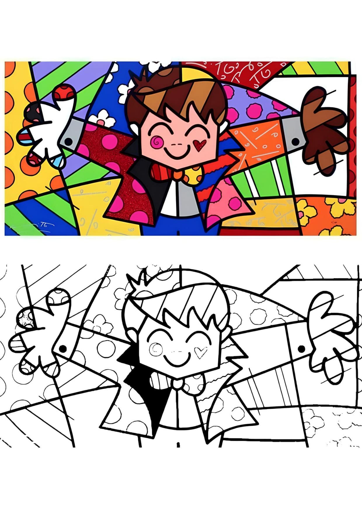 Arte de Romero Britto Para Colorir e Pintar Imprimir PDF