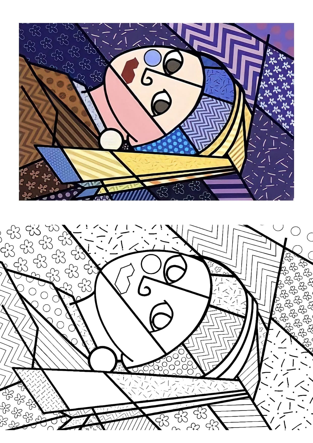 Moça do Brinco de Perola Para Colorir e Pintar Imprimir PDF