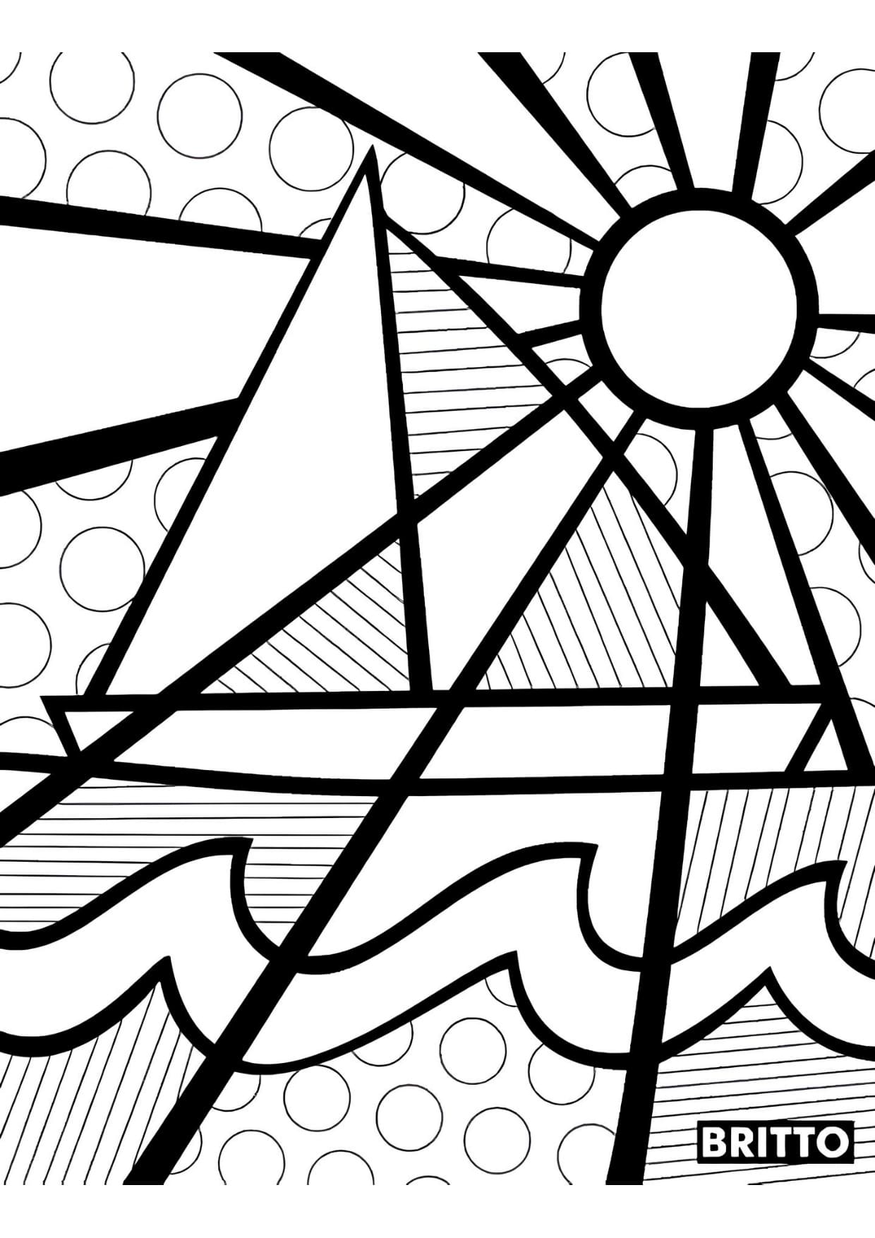 Arte de Romero Britto Para Colorir e Pintar Imprimir PDF