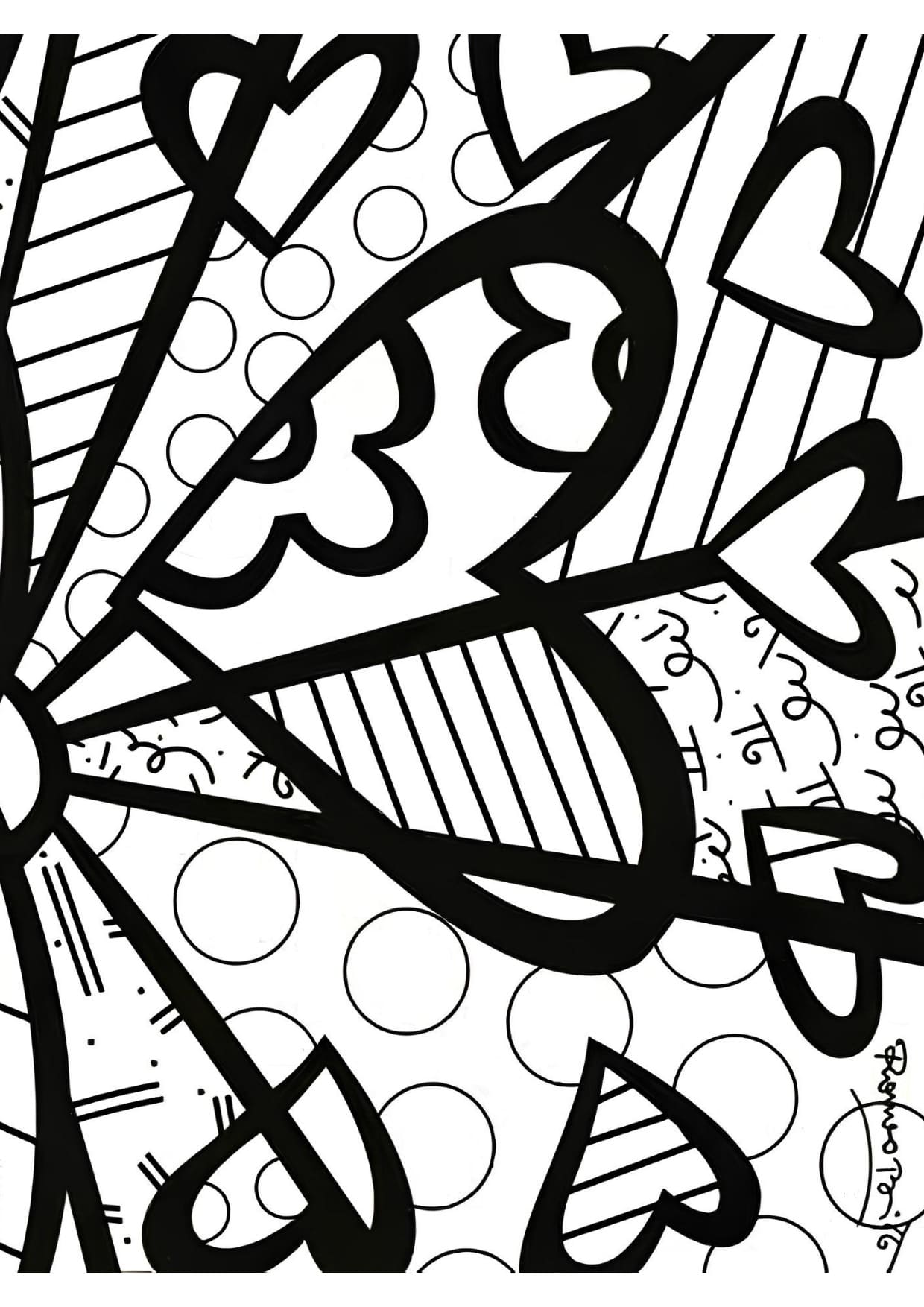 Arte de Romero Britto Para Colorir e Pintar Imprimir PDF
