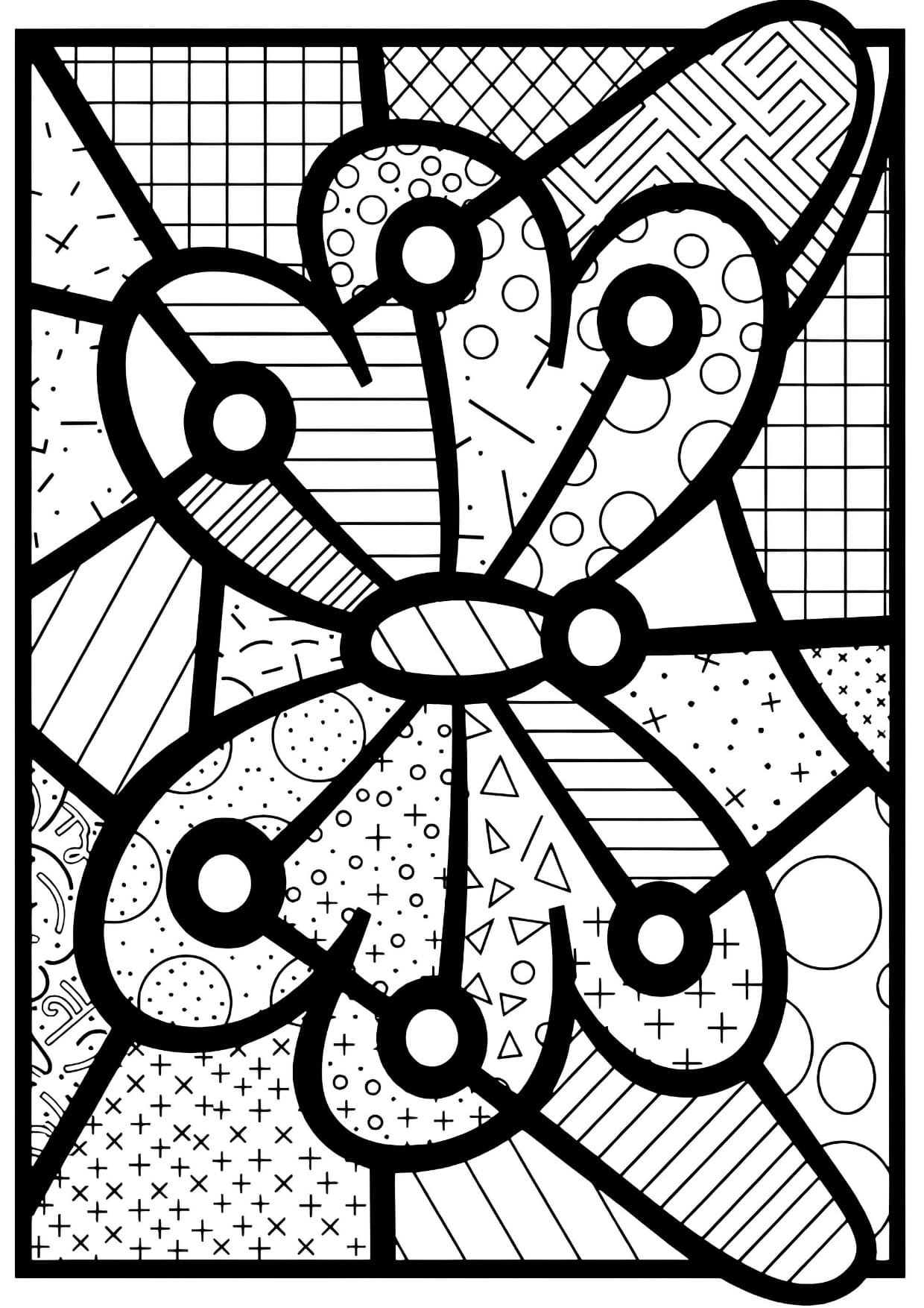 Arte de Romero Britto Para Colorir e Pintar Imprimir PDF