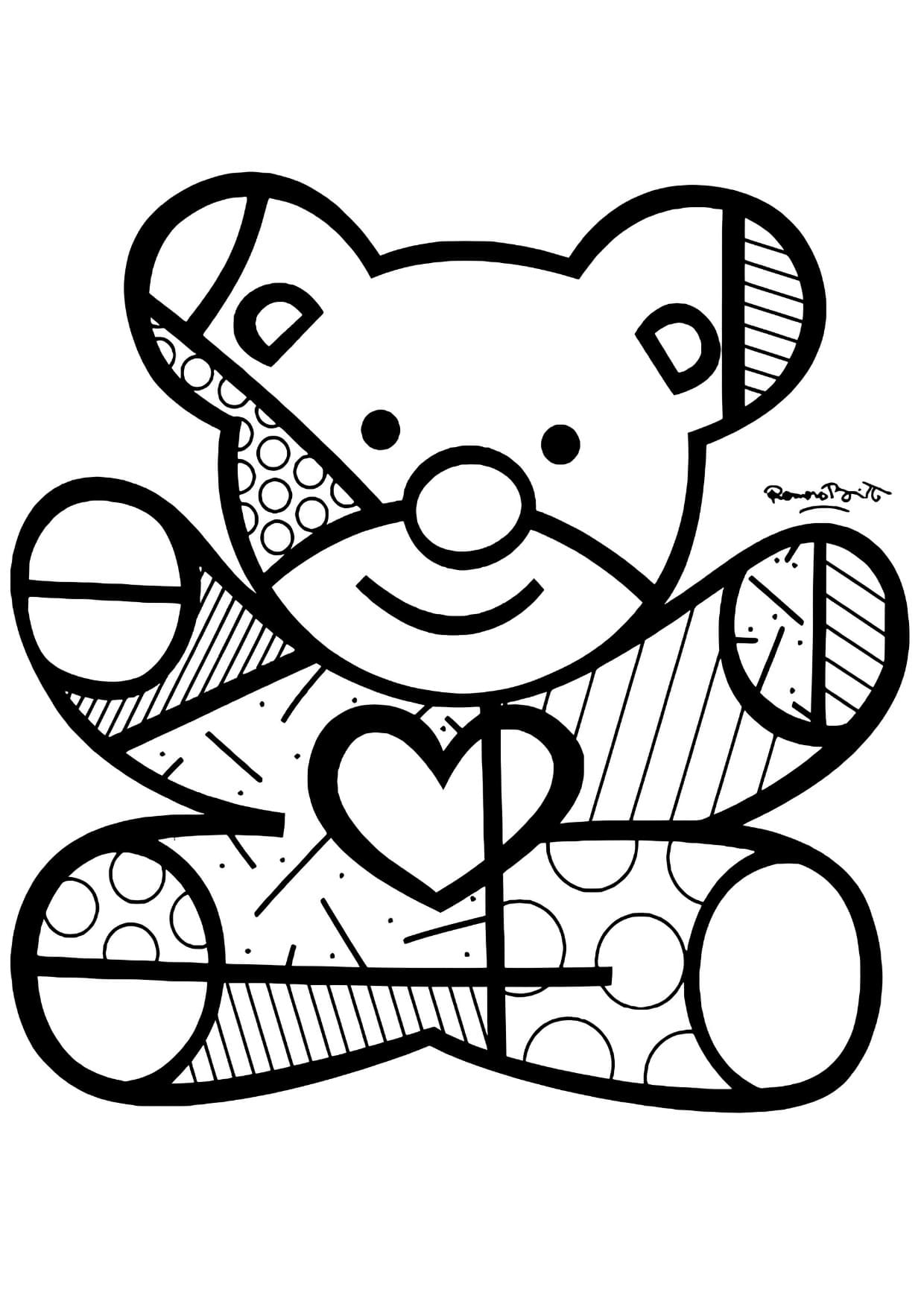 Arte de Romero Britto Para Colorir e Pintar Imprimir PDF