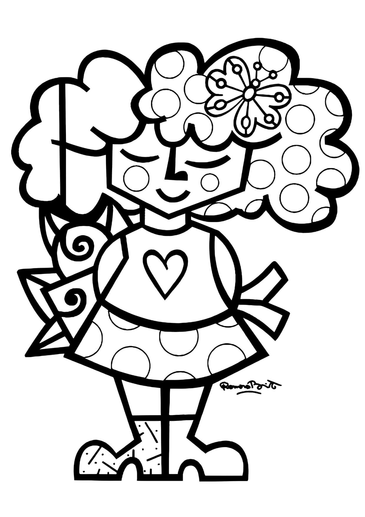 Arte de Romero Britto Para Colorir e Pintar Imprimir PDF