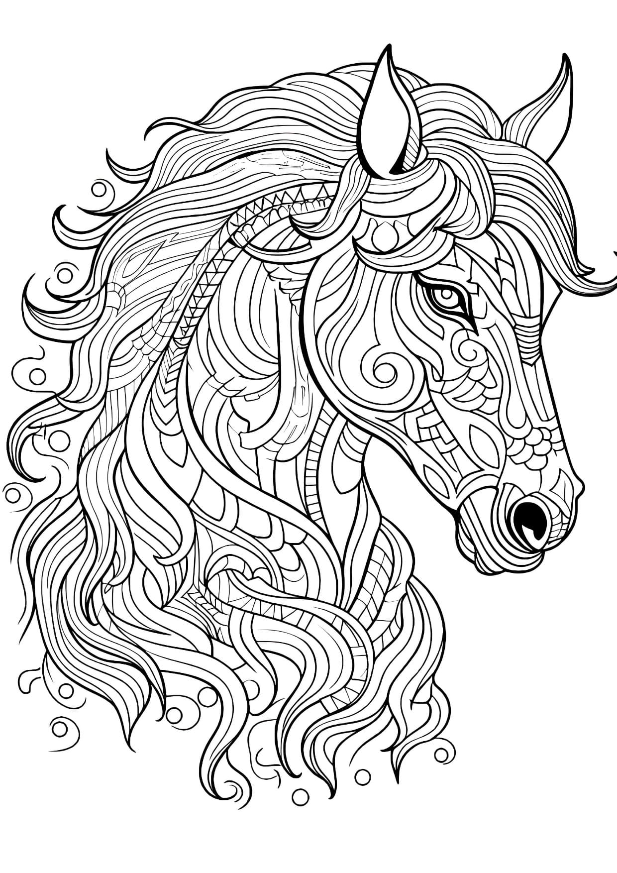 Cavalo Mandala Animal Para Colorir e Imprimir PDF Grátis