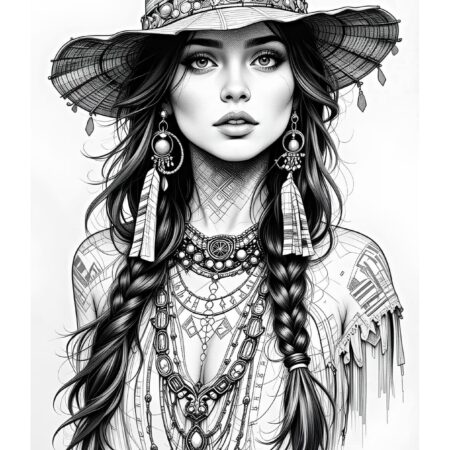 Desenho Cowboy Feminino Para Adultos Colorir Imprimir PDF