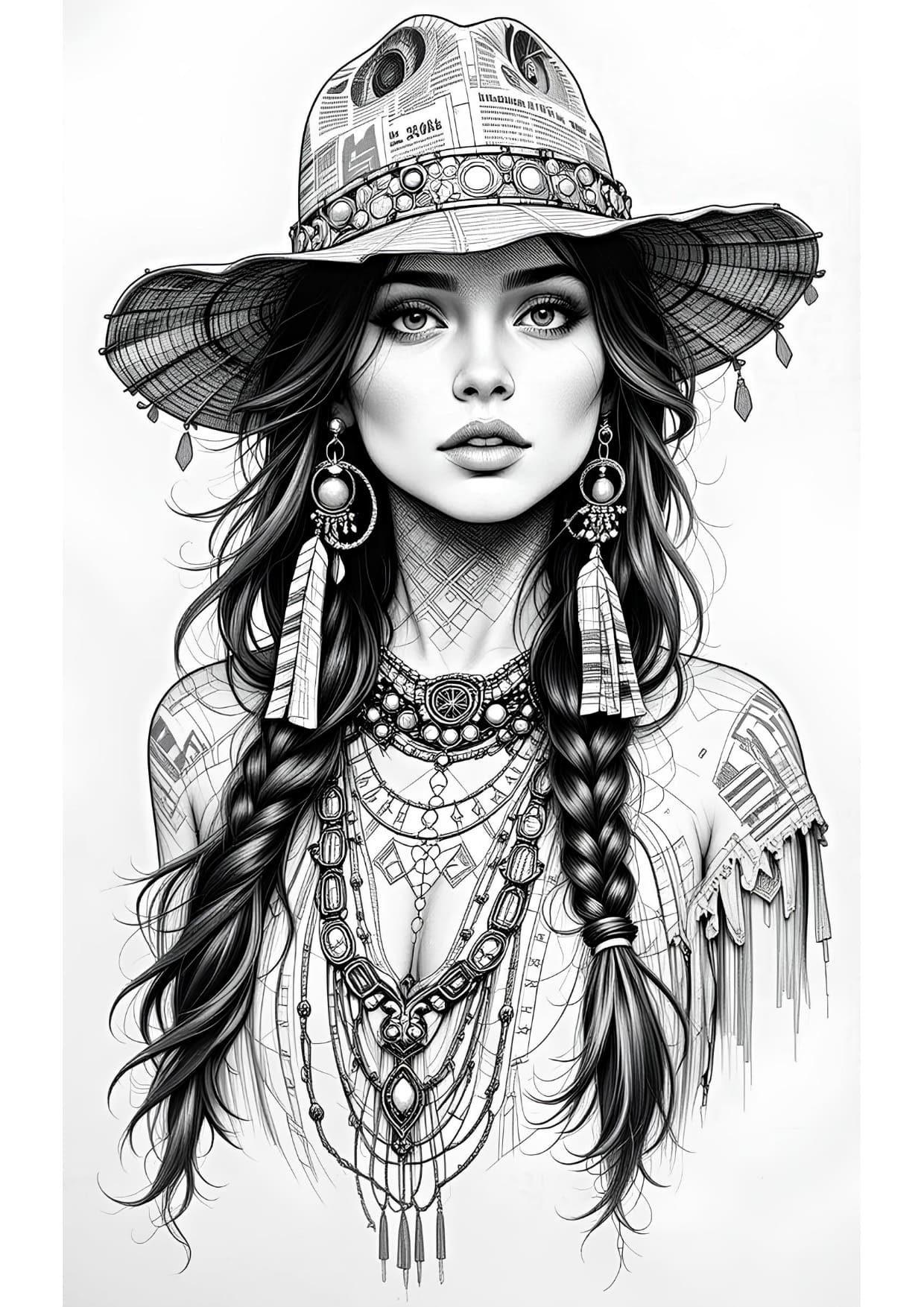 Desenho Cowboy Feminino Para Adultos Colorir Imprimir PDF