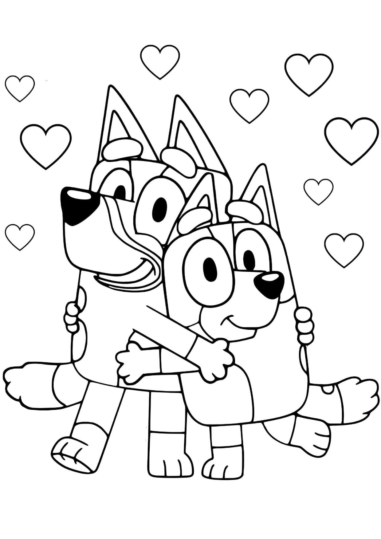 Desenho Bluey e Bingo Para Colorir e Pintar Imprimir PDF