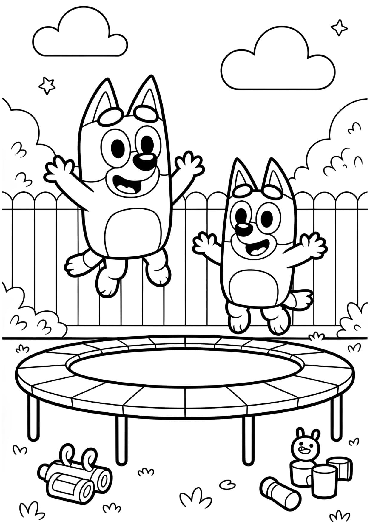Desenho Bluey e Bingo Para Colorir e Pintar Imprimir PDF