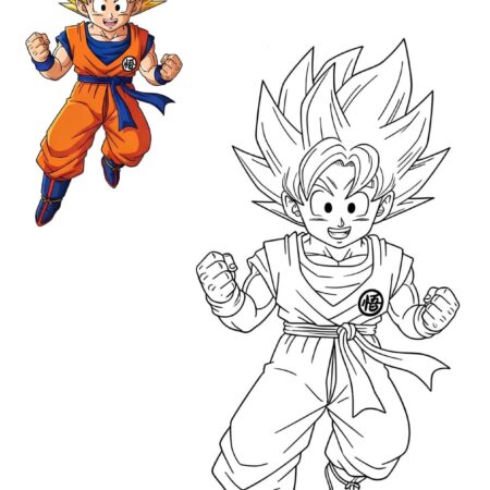 Goku Desenho de Anime Para Colorir e Imprimir PDF