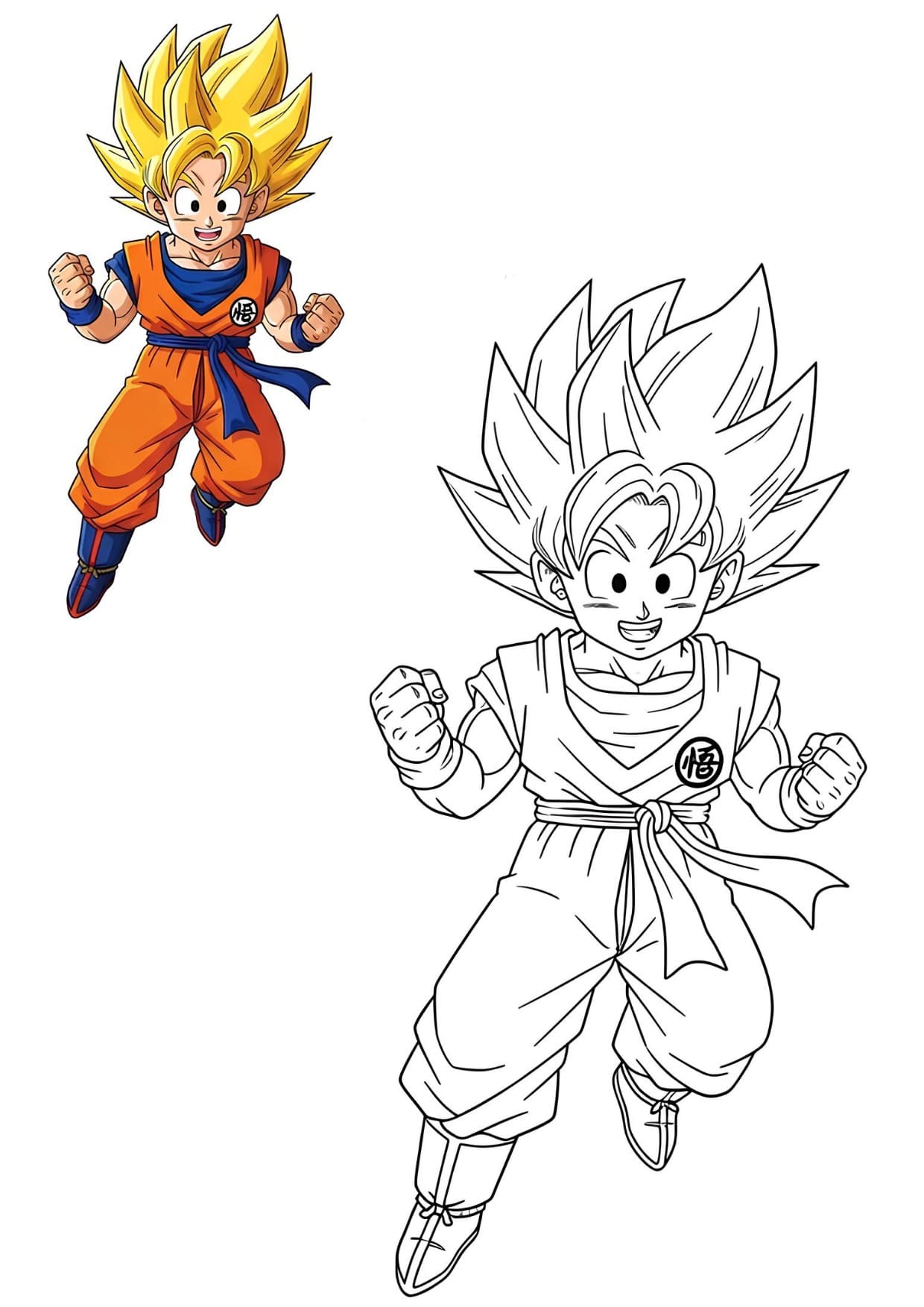 Goku Desenho de Anime Para Colorir e Imprimir PDF
