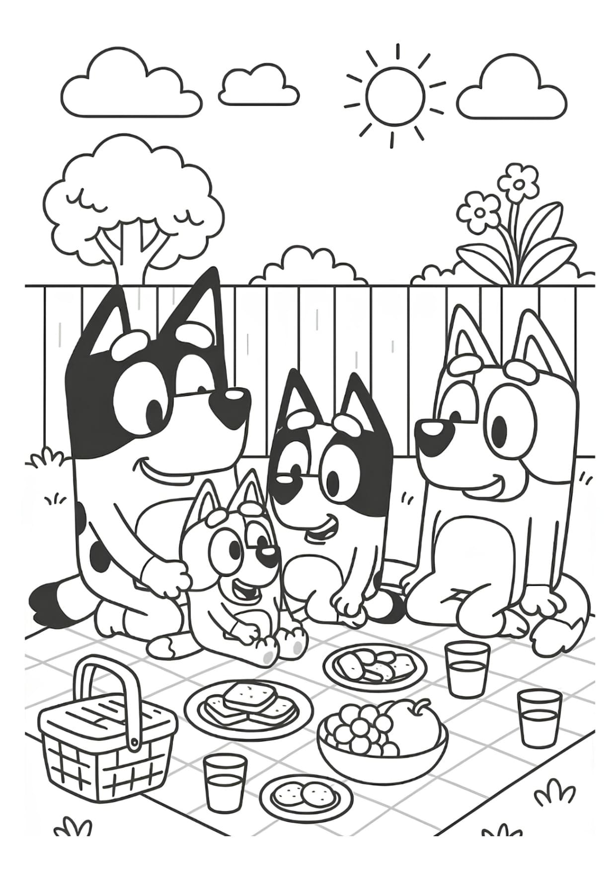 Desenho Bluey e Família Para Colorir e Pintar Imprimir PDF