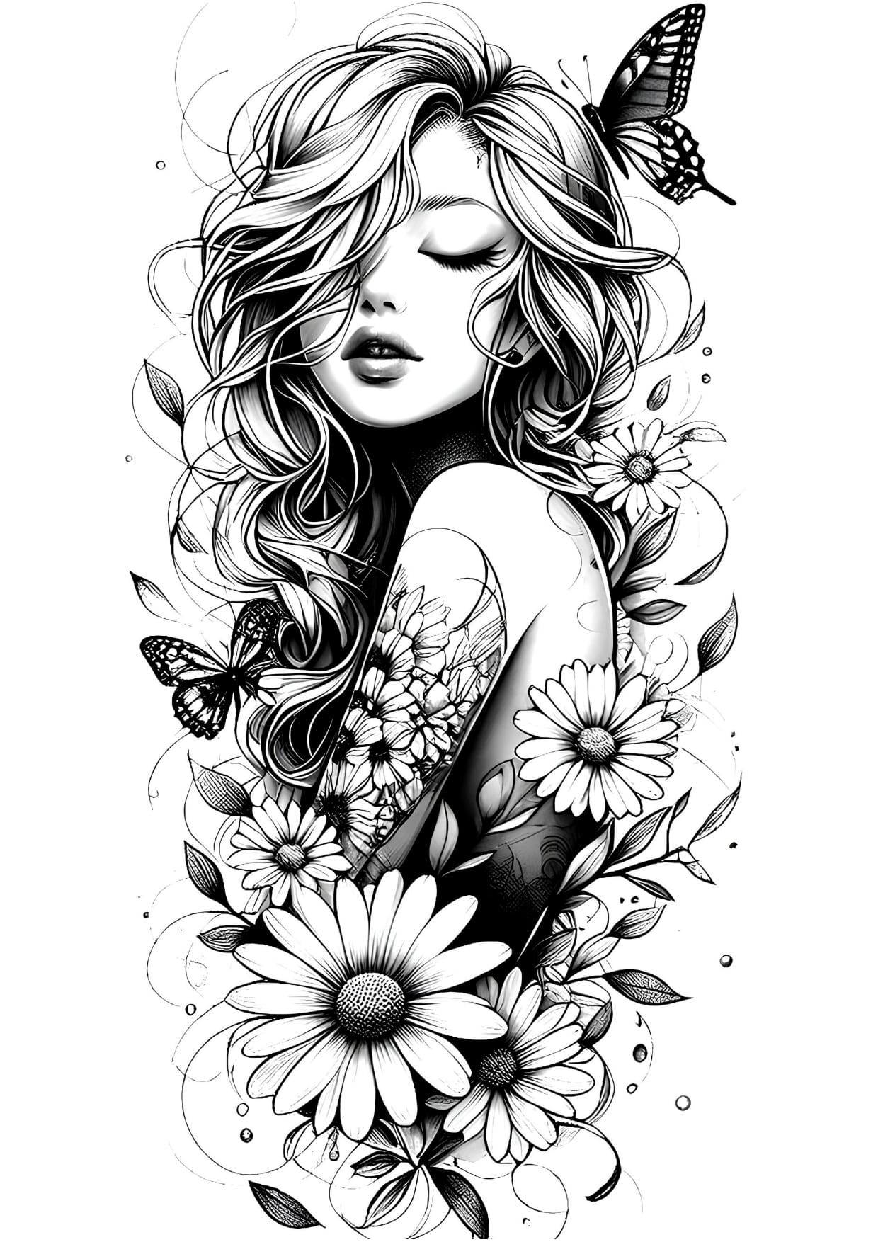 Desenho de Mulher Bonita Para Colorir e Imprimir PDF Grátis