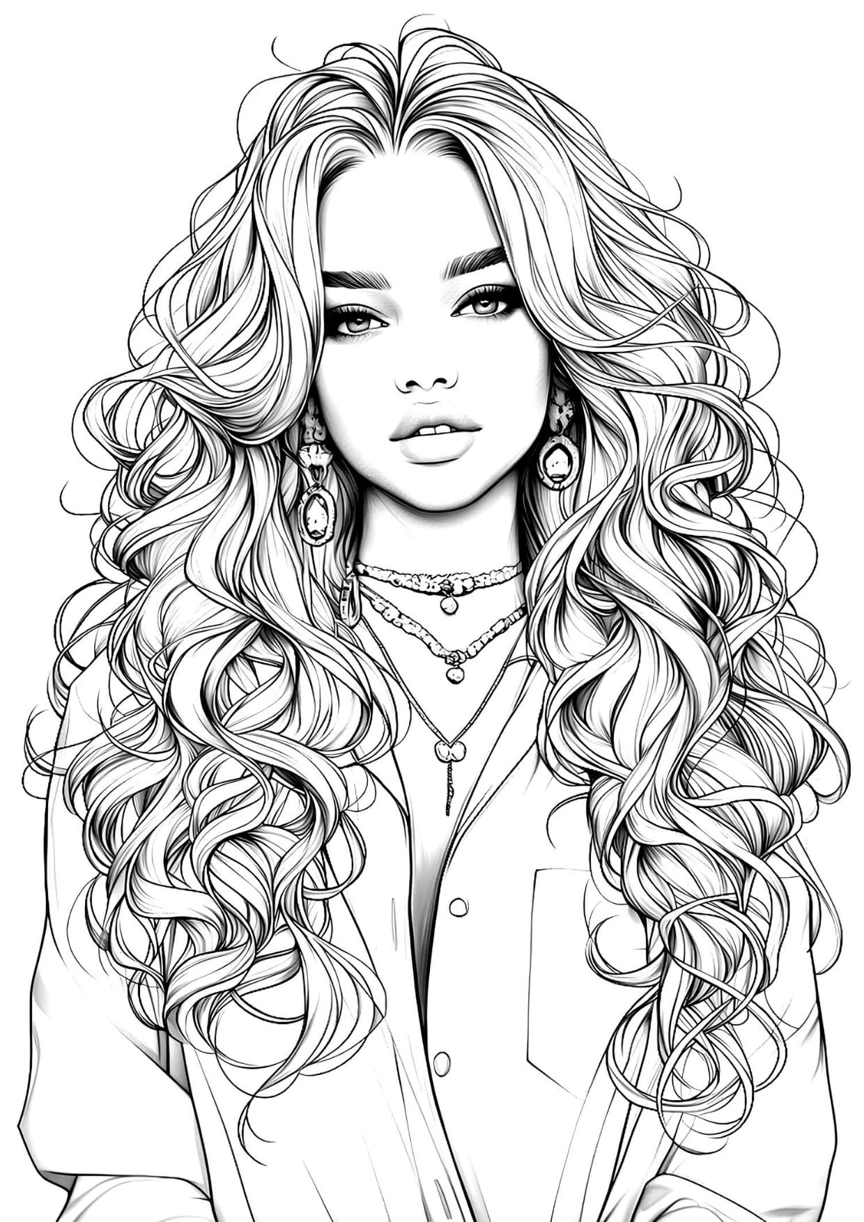 Desenho de Mulher Bonita Para Colorir e Imprimir PDF Grátis