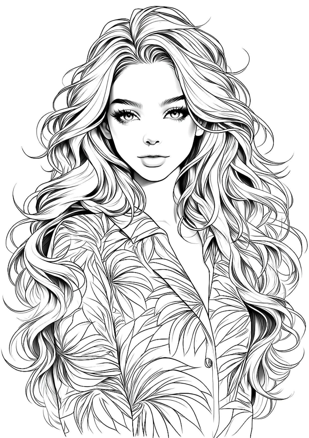 Desenho de Mulher Bonita Para Colorir e Imprimir PDF Grátis