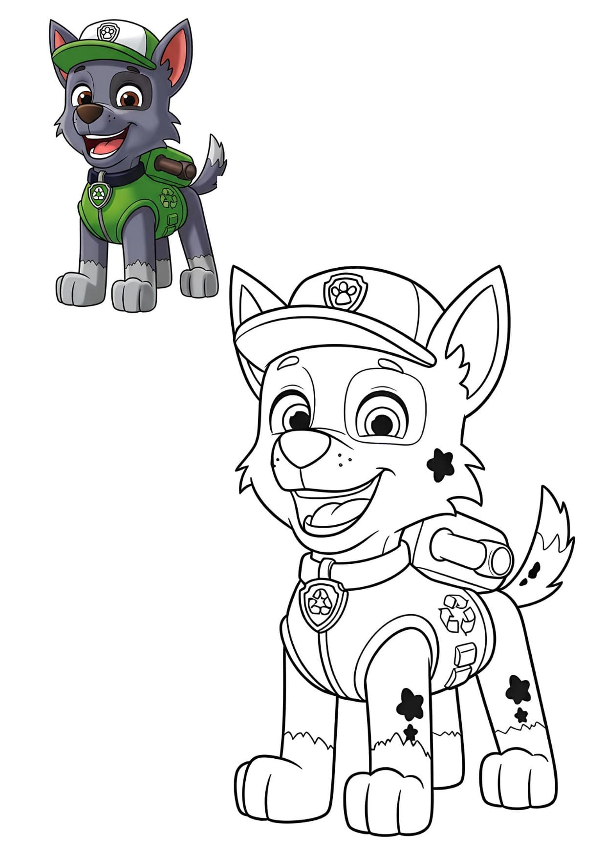 Rocky Patrulha Canina Para Colorir Imprimir PDF Grátis