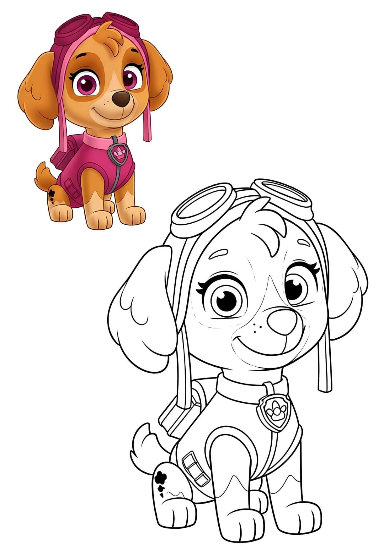 Skye Patrulha Canina Para Colorir Imprimir PDF Grátis