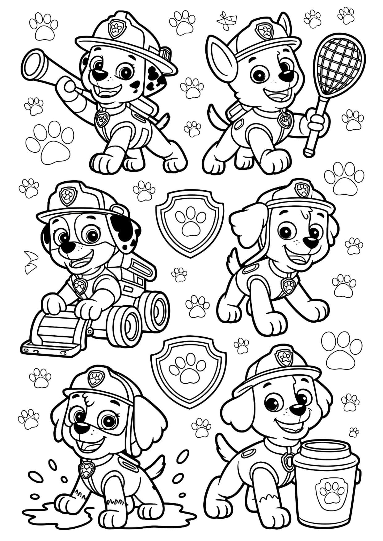 Desenhos Patrulha Canina Para Imprimir e Colorir PDF