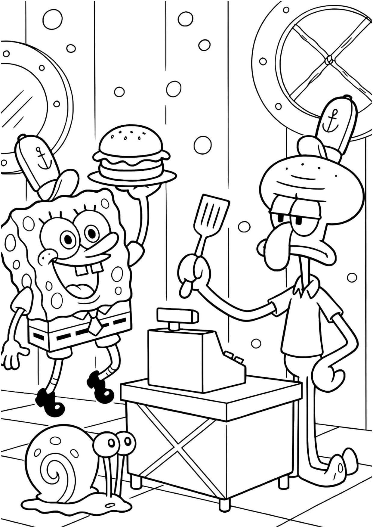 Desenhos do Bob Esponja Para Colorir e Pintar Imprimir PDF