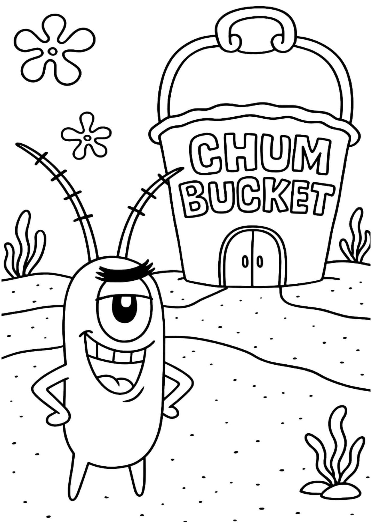 Plankton Bob Esponja Para Colorir e Pintar Imprimir PDF