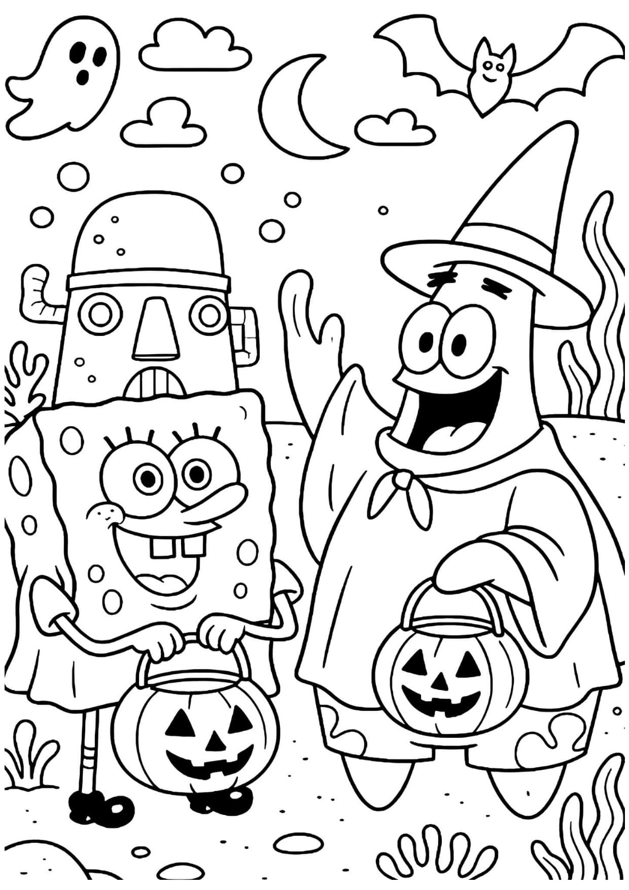 Desenhos do Bob Esponja Para Colorir e Pintar Imprimir PDF