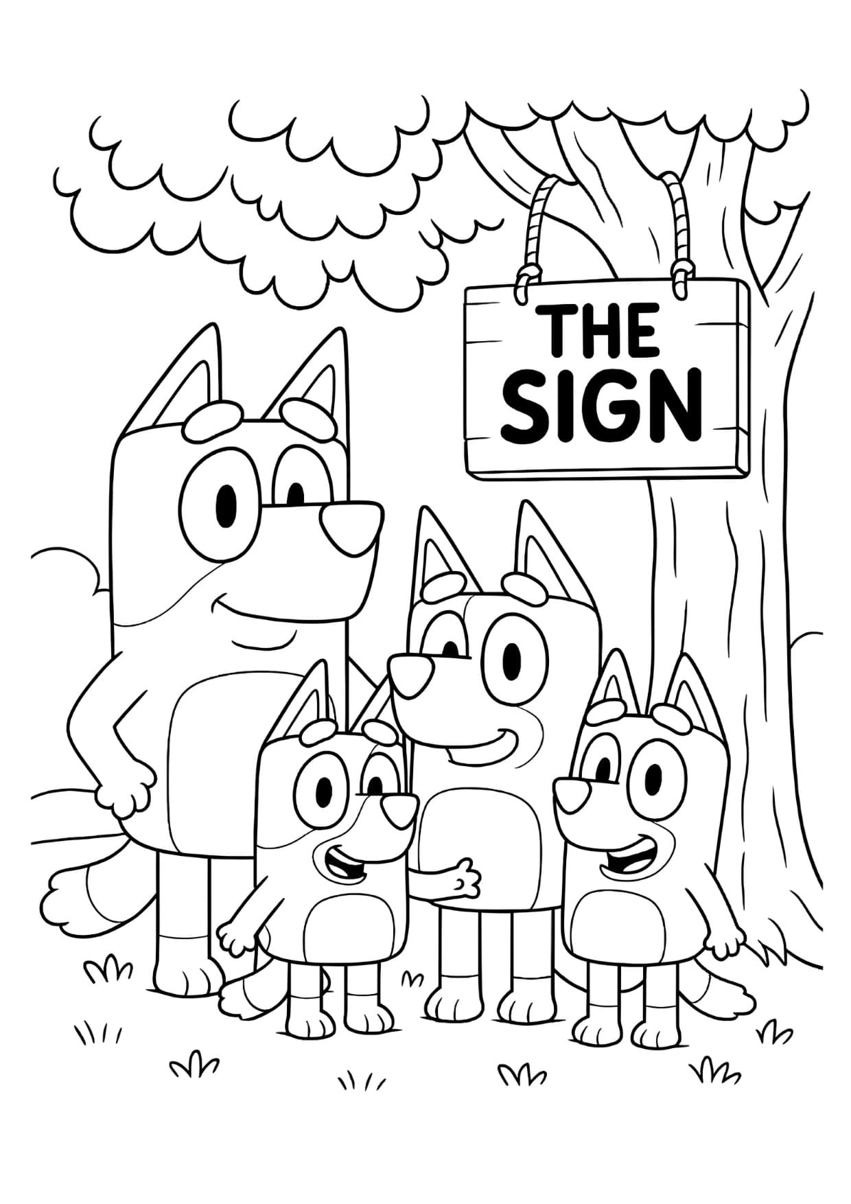 Desenho Bluey e Família Para Colorir e Pintar Imprimir PDF