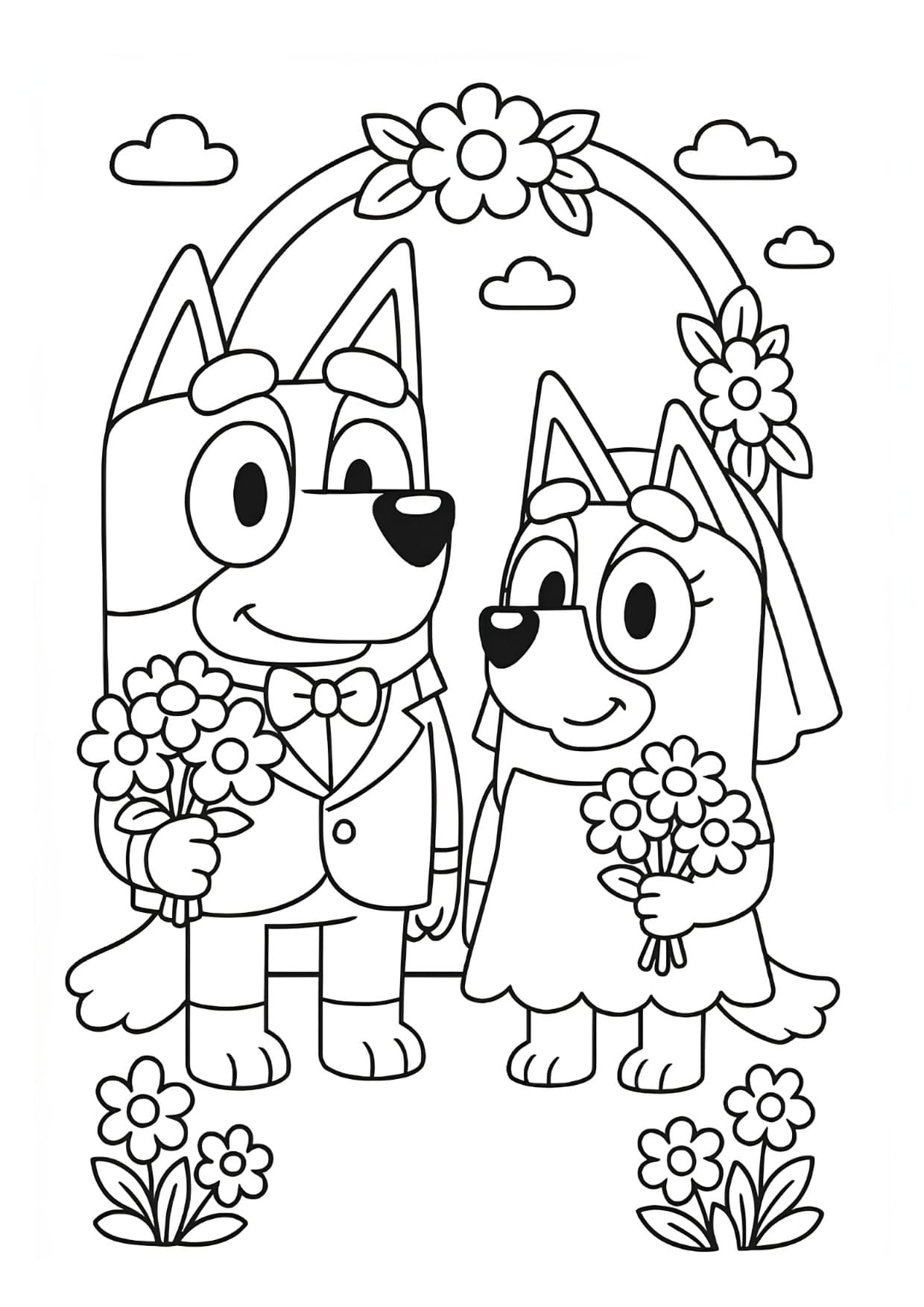 Desenho Bluey e Bingo Para Colorir e Pintar Imprimir PDF