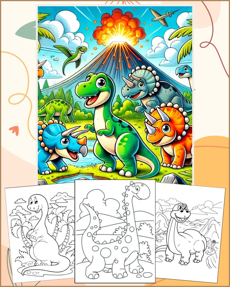 Desenhos de Dinossauros Para Colorir e Pintar Imprimir PDF