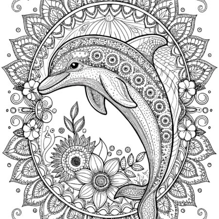 Golfinho Mandala Animal Para Colorir e Imprimir PDF Grátis
