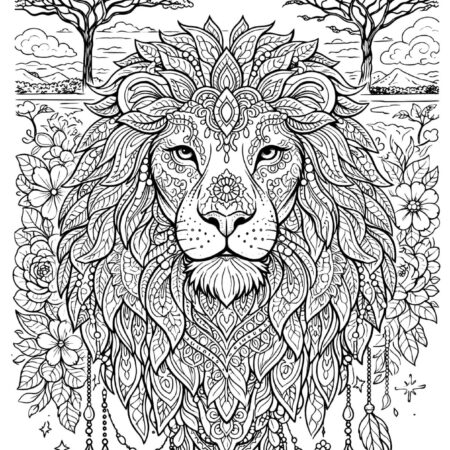 Leão Mandala Animal Para Colorir e Imprimir PDF Grátis