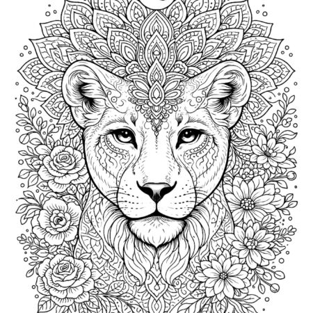Leoa Mandala Animal Para Colorir e Imprimir PDF Grátis