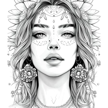Desenho Mulher Floral Fantasy Para Adultos Colorir PDF
