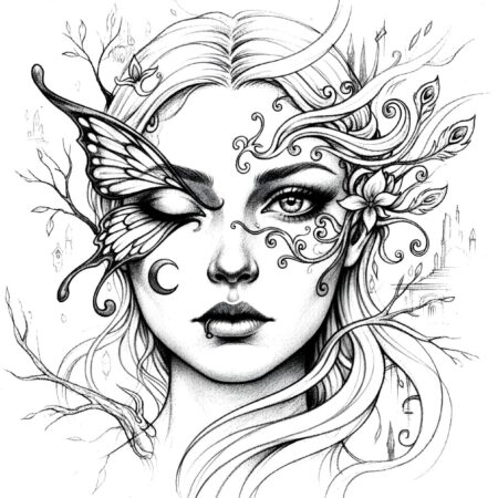 Desenho de Mulher Bonita Fantasy Para Colorir Imprimir PDF